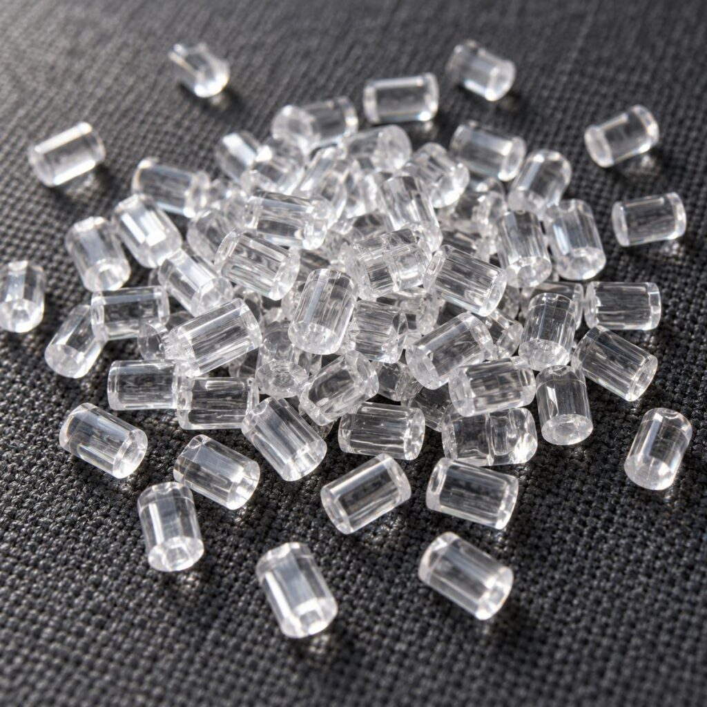 GPPS 1540 crystal polystyrene pellets close-up