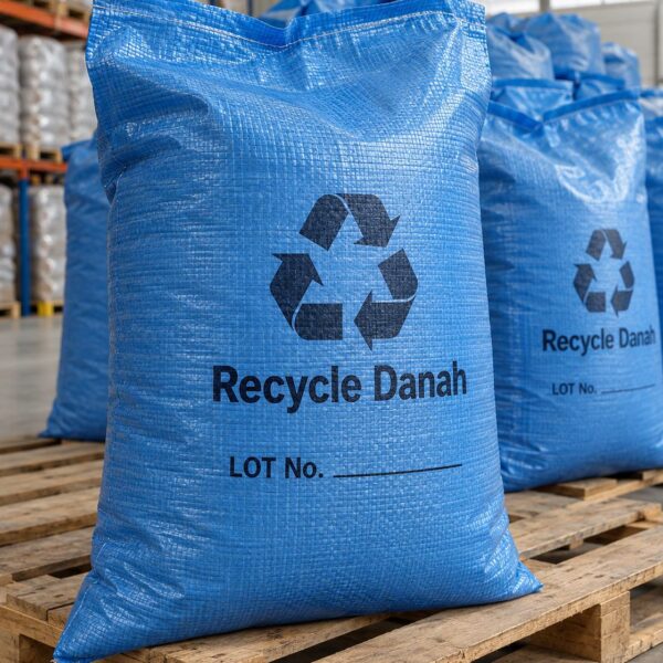 Recycle Danah recycled granules in blue 25 kg bags