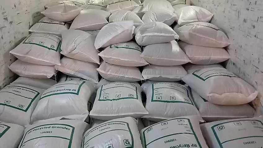 RP Recycled Granules 25 kg bags in a trailer