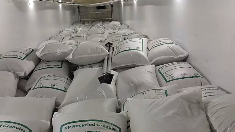 Full trailer of RP Recycled Granules bags